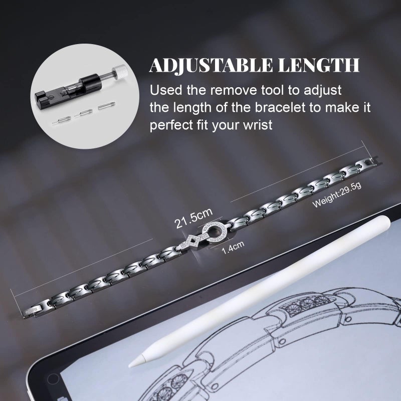 RainSo Elegant Womens Stainless Steel Magnetic Bracelets 3500 Gauss with Gift Box Adjustable - Image 3